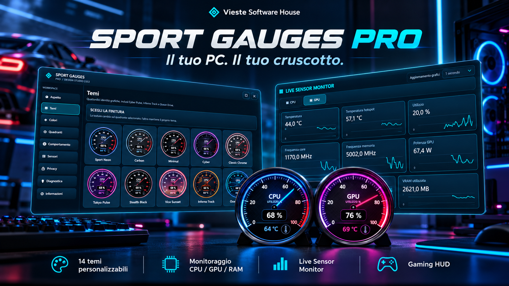 Sport Gauges PRO — CPU・GPUメーター、Design Studio、Live Sensor Monitor